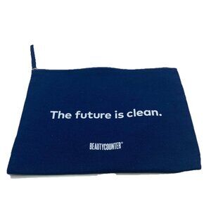 BEAUTYCOUNTER Canvas Bag Blue Zippered Makeup Cosmetic Clean Beauty Vacation